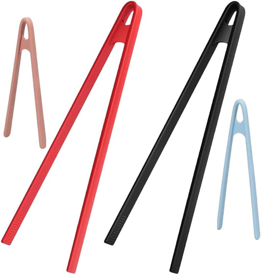 4 Pcs Silicone Trivet Tongs for Cooking,11.8 In And 5.51In Silicone Tongs for Cooking, Long or Short Non-stick Heat Resistant Barbecue Grilling Tool for Toaster Pan Fried Steak Food BBQ,heat-resistant