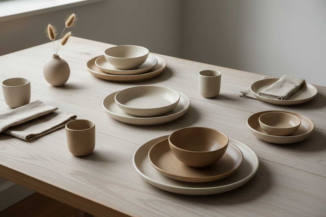 dishes in table all neutral